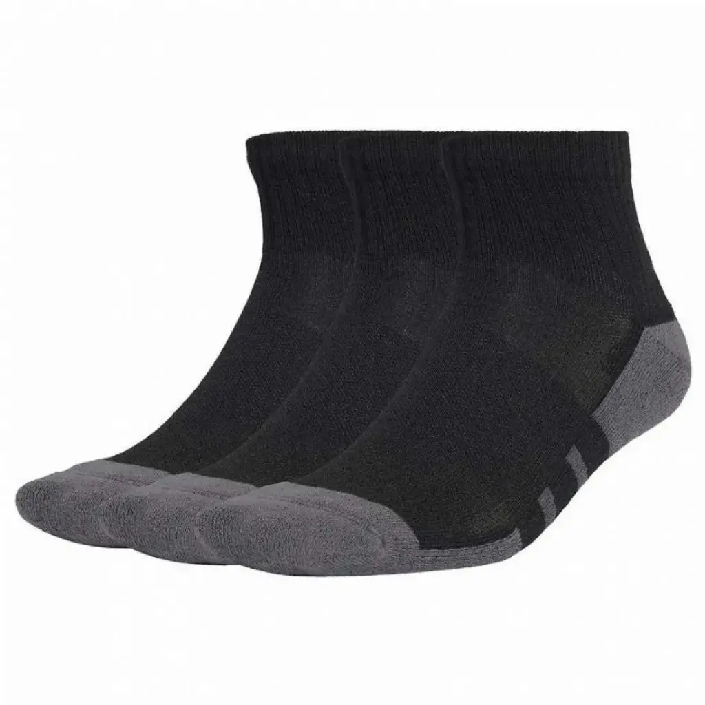 Adidas Essentials Cushioned Quarter Black Gray Socks - 3 Pairs 